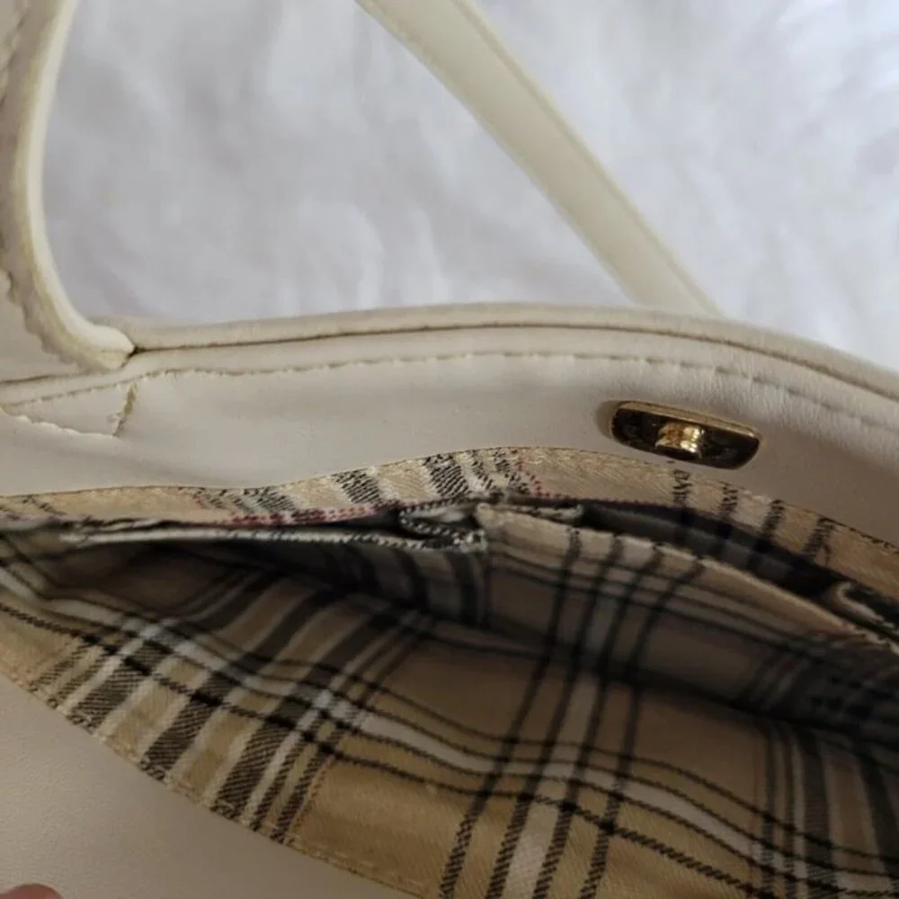 Liz Claiborne Accessories Bag handbag faux leather double strap Purse Beige EUC